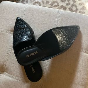 Express crocodile print,  pointed toe mules Size 7. Lightly worn.